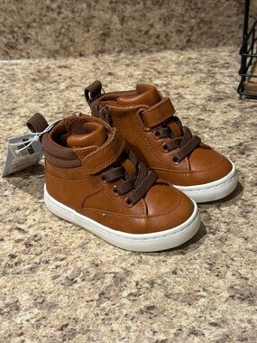 Cat & Jack Toddler Aidan Brown Side Zip Sneaker Boots Size 5 New